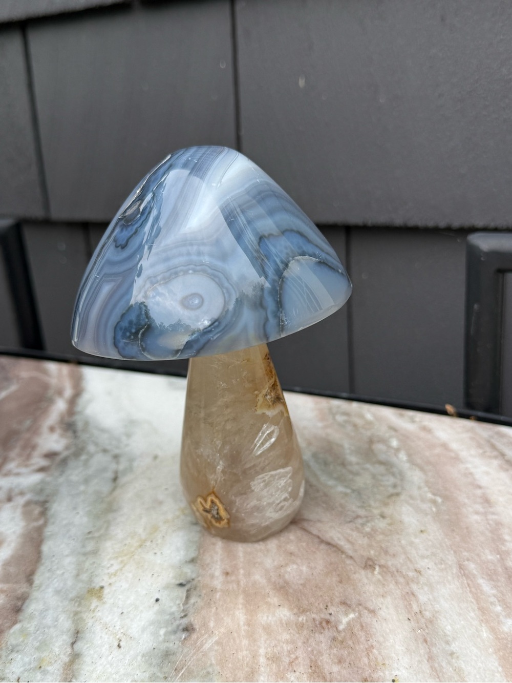 Natural Gray Agate Mushroom Natural Decor - Picture 6 of 6